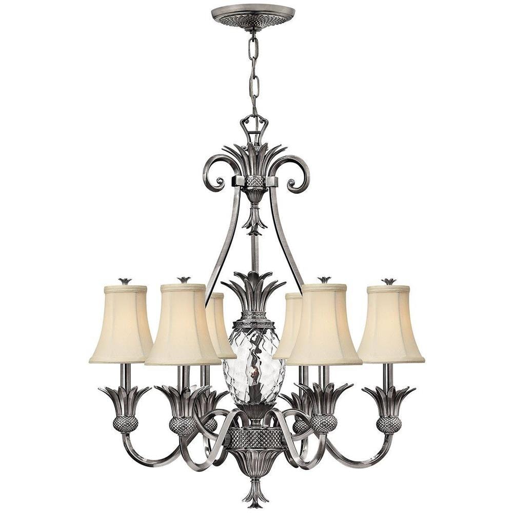 Lampadario A 7 Luci Multibraccio Finitura Nichel Lucido, Attacco E14 - Foto 1