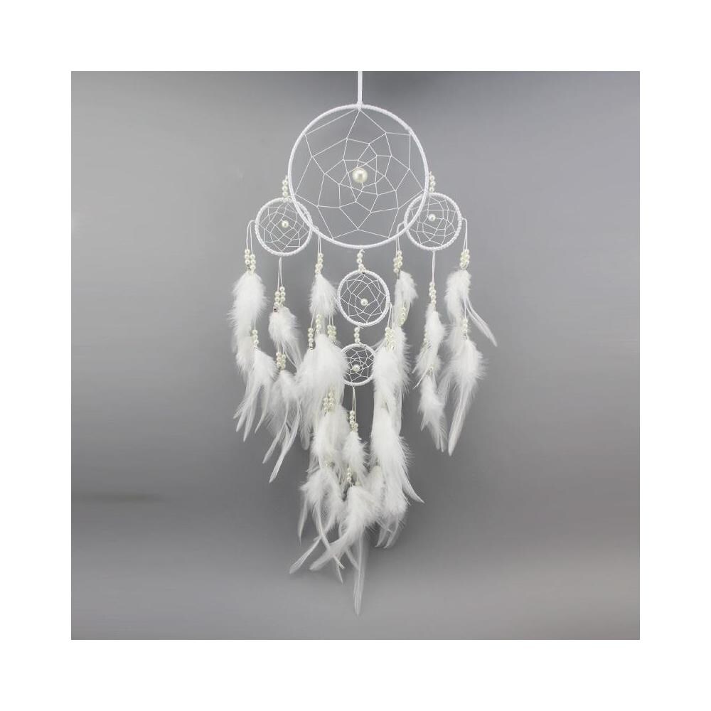Acchiappasogni Con Piume Bianco 60 X 15 Cm - Foto 1