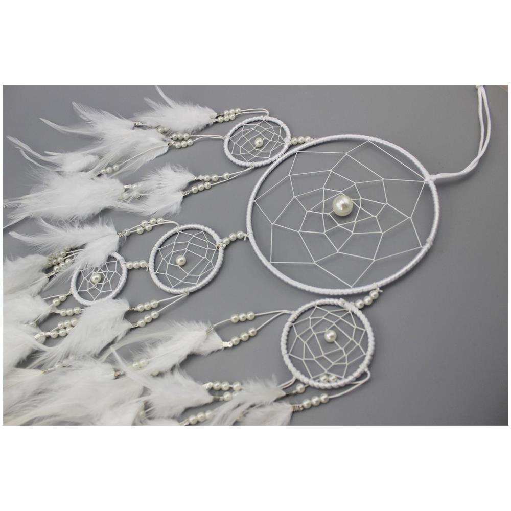 Acchiappasogni Con Piume Bianco 60 X 15 Cm - Foto 2