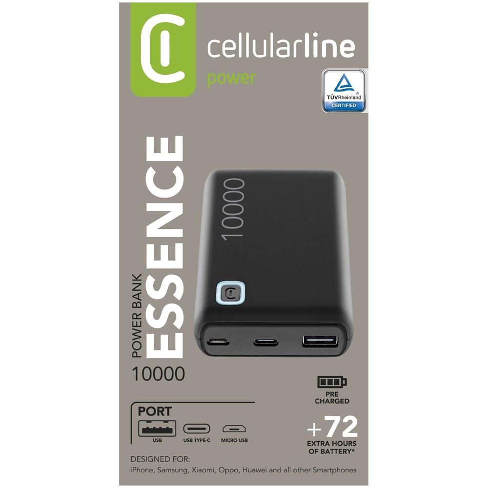 Power Bank Essence 10000 Caricabatterie Portatile da 10000mAh con 2 Porte USB - Nero - Foto 4