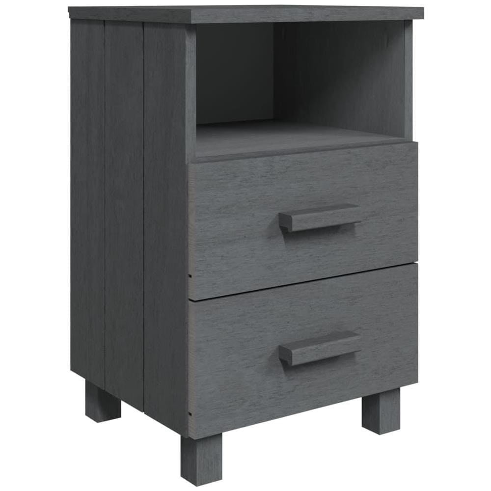 Comodino Grigio Scuro 40x35x62 Cm In Legno Massello Di Pino - Foto 2