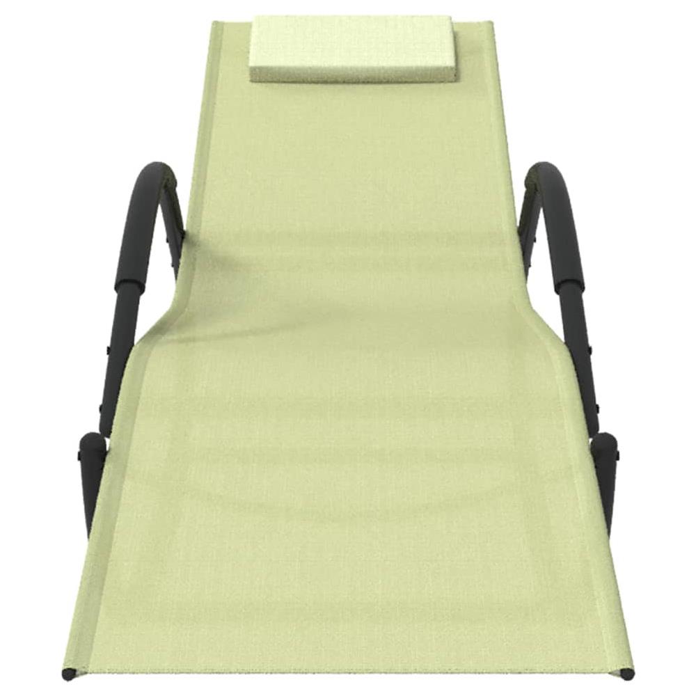 Lettino Prendisole a Dondolo in Acciaio e Textilene Crema - Foto 3