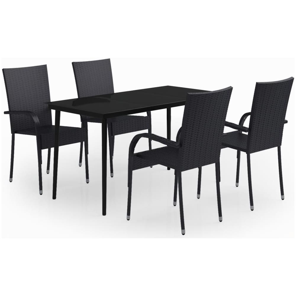 Set Mobili Da Pranzo Da Giardino 5 Pz Nero - Foto 2