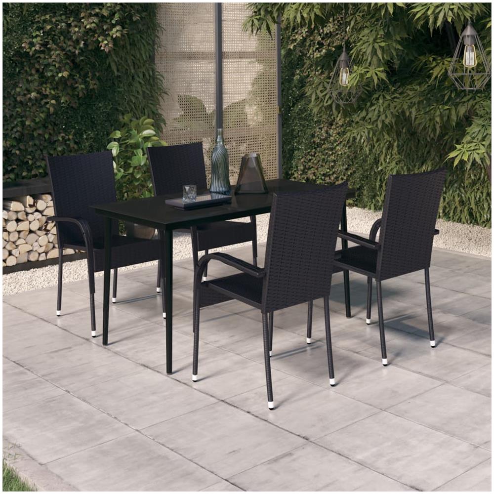 Set Mobili Da Pranzo Da Giardino 5 Pz Nero - Foto 1