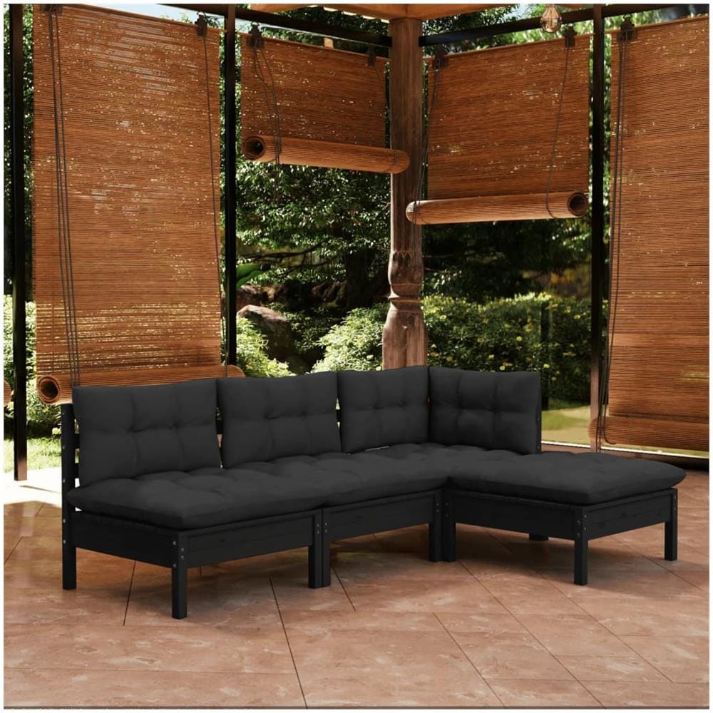 Set Divani da Giardino 3pz con Cuscini Legno Impregnato di Pino