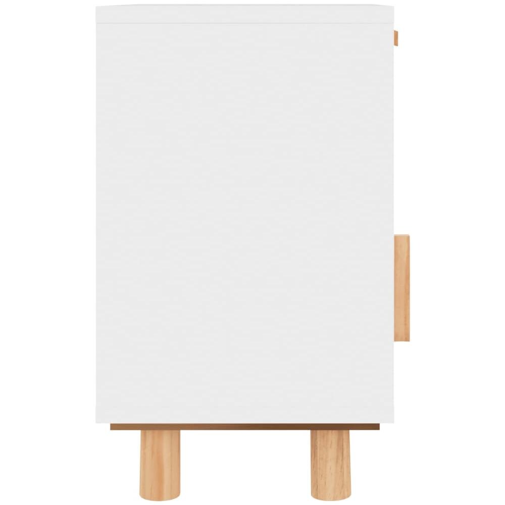 Comodino Bianco In Legno Massello Di Pino E Rattan Naturale - Foto 8