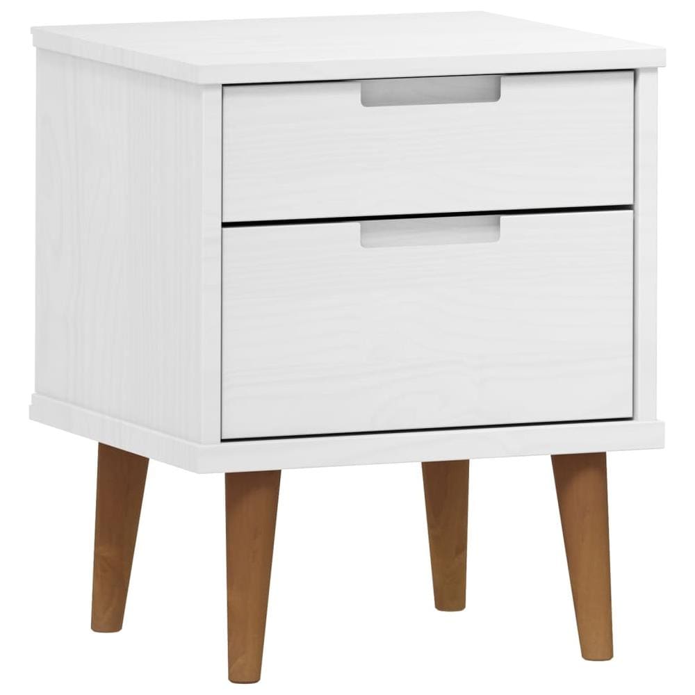 Comodino Bianco 40x35x48 Cm In Legno Massello Di Pino - Foto 2