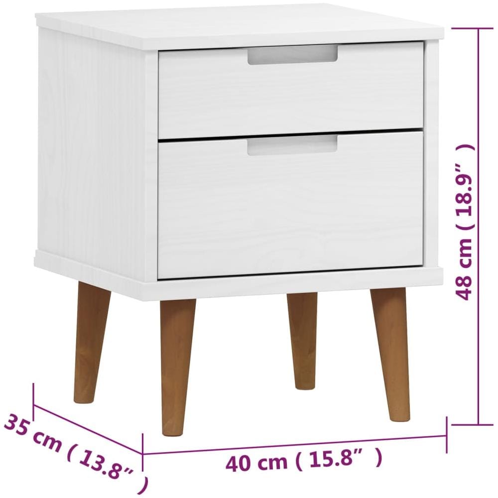 Comodino Bianco 40x35x48 Cm In Legno Massello Di Pino - Foto 7