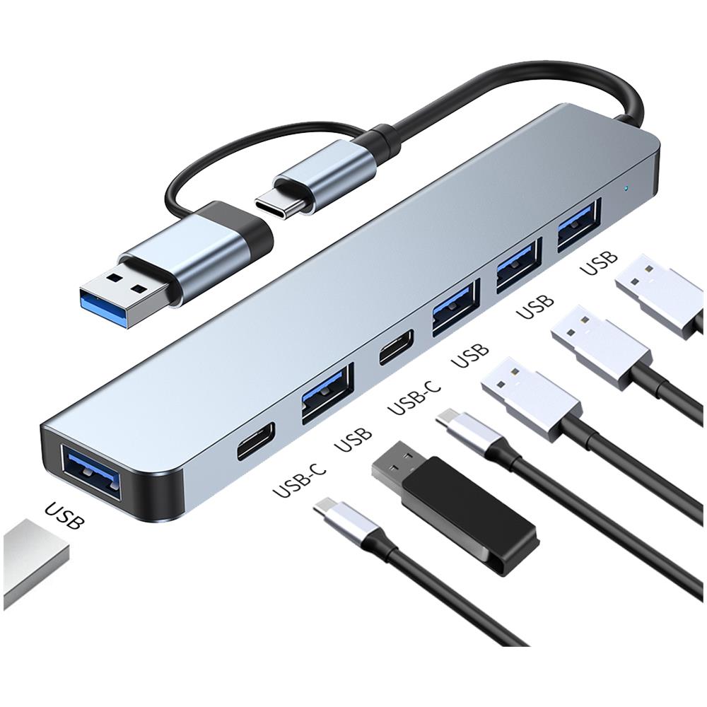 Hub Usb-c/usb 2 In 1 7 Porte Usb 3.0 Per Windows Macos Grey - Foto 6