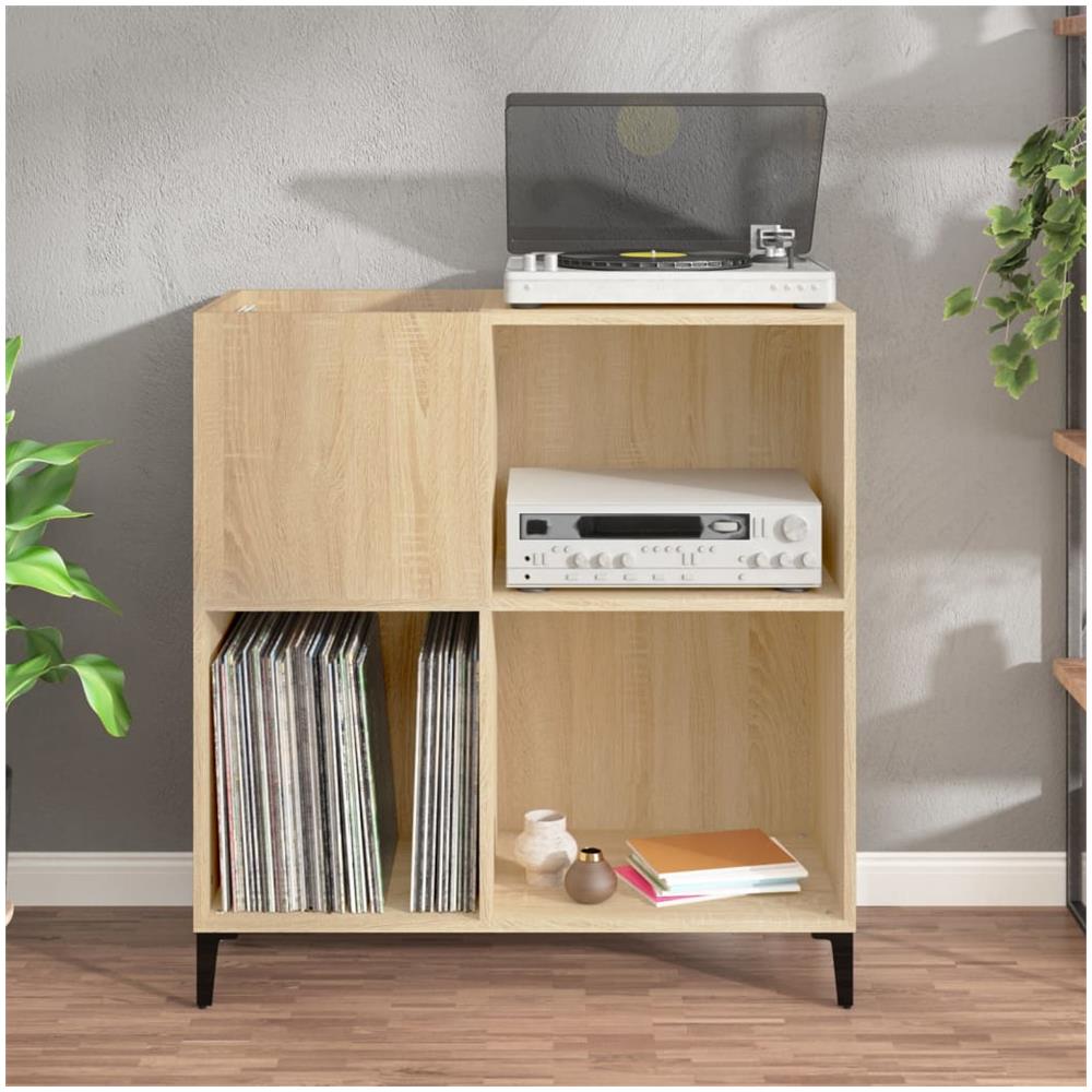 Mobile Porta Dischi Rovere Sonoma 84,5x38x89 Legno Multistrato - Foto 2