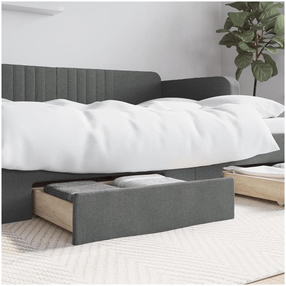 Cassetti Da Letto 2pz Grigio Scuro Legno Multistrato E Tessuto - Foto 1