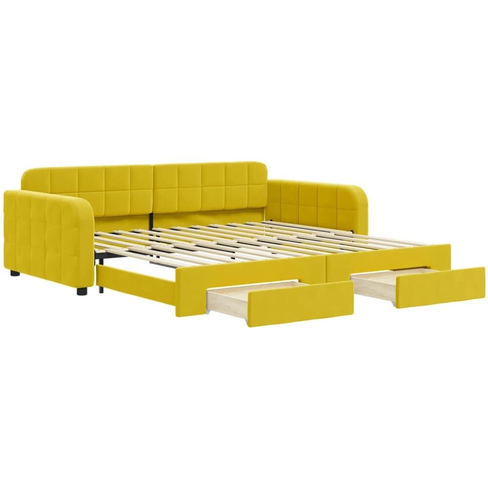 Divano Letto Estraibile Con Cassetti Giallo 100x200cm Velluto - Foto 1