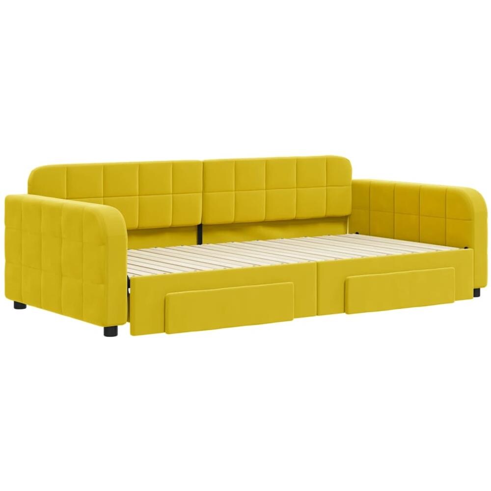 Divano Letto Estraibile Con Cassetti Giallo 100x200cm Velluto - Foto 2