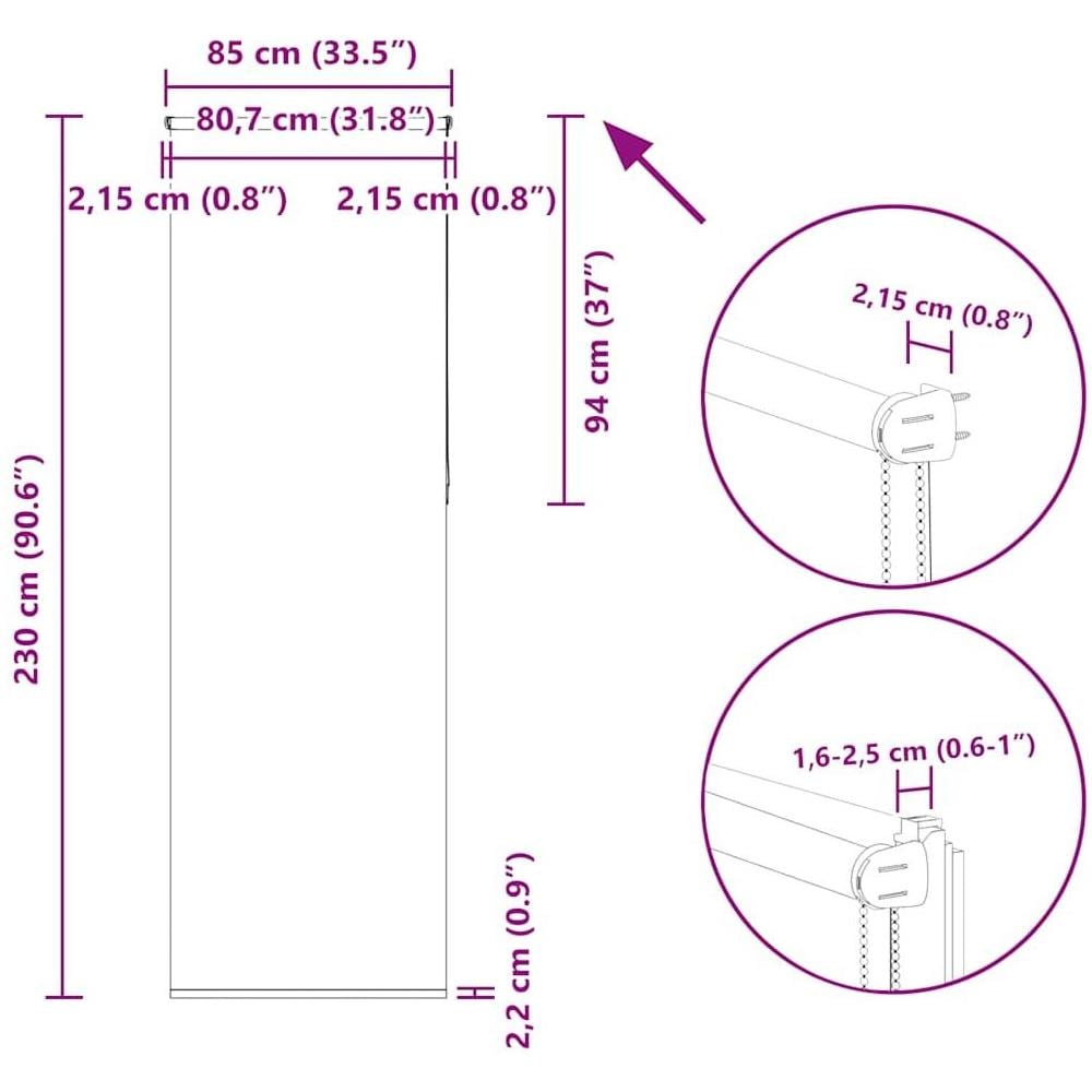 Tenda a Rullo Oscurante 85x230 cm Larghezza Tessuto 80,7 cm - Foto 10