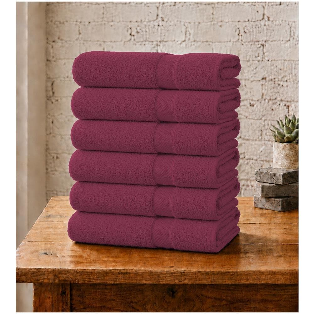 Set 6 Asciugamani Viso 55x100 cm - Eleganza e Comfort per il Tuo Bagno - Bordeaux - Foto 1