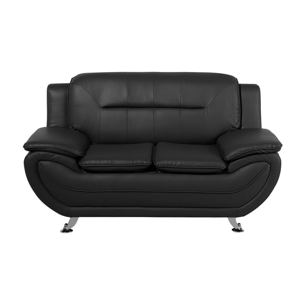 Divano 2 Posti In Pelle Sintetica Nera Leira - Foto 1