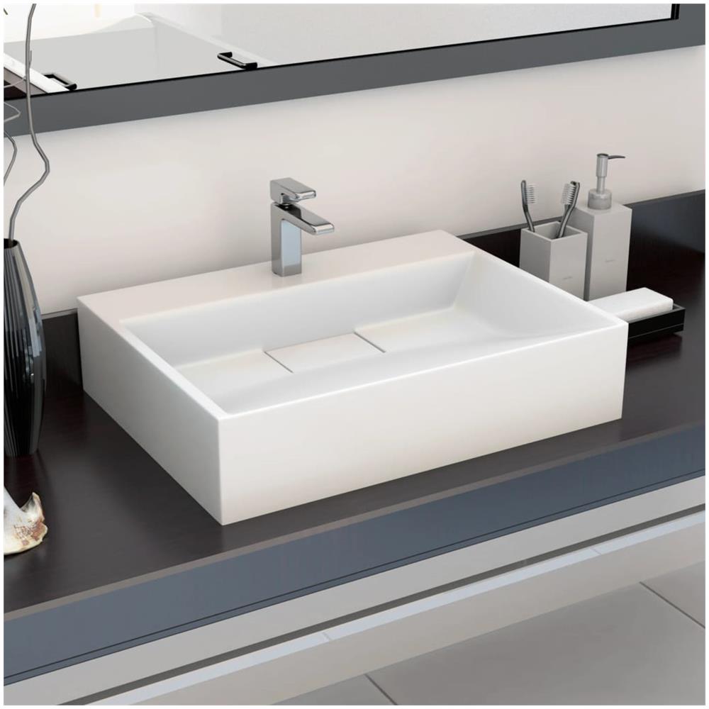 Lavandino 50x38x13 Cm Blocco In Marmo / minerale Bianco - Foto 1