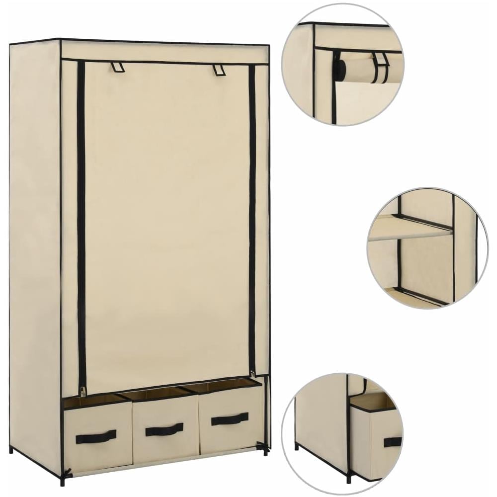 Armadio Crema 87x49x159 Cm In Tessuto - Foto 2