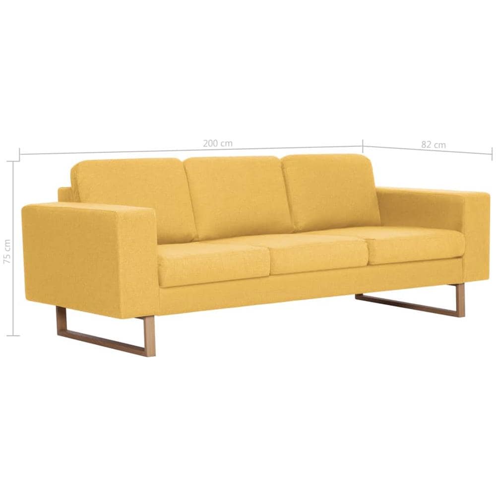 Divano A 3 Posti In Tessuto Giallo - Foto 8