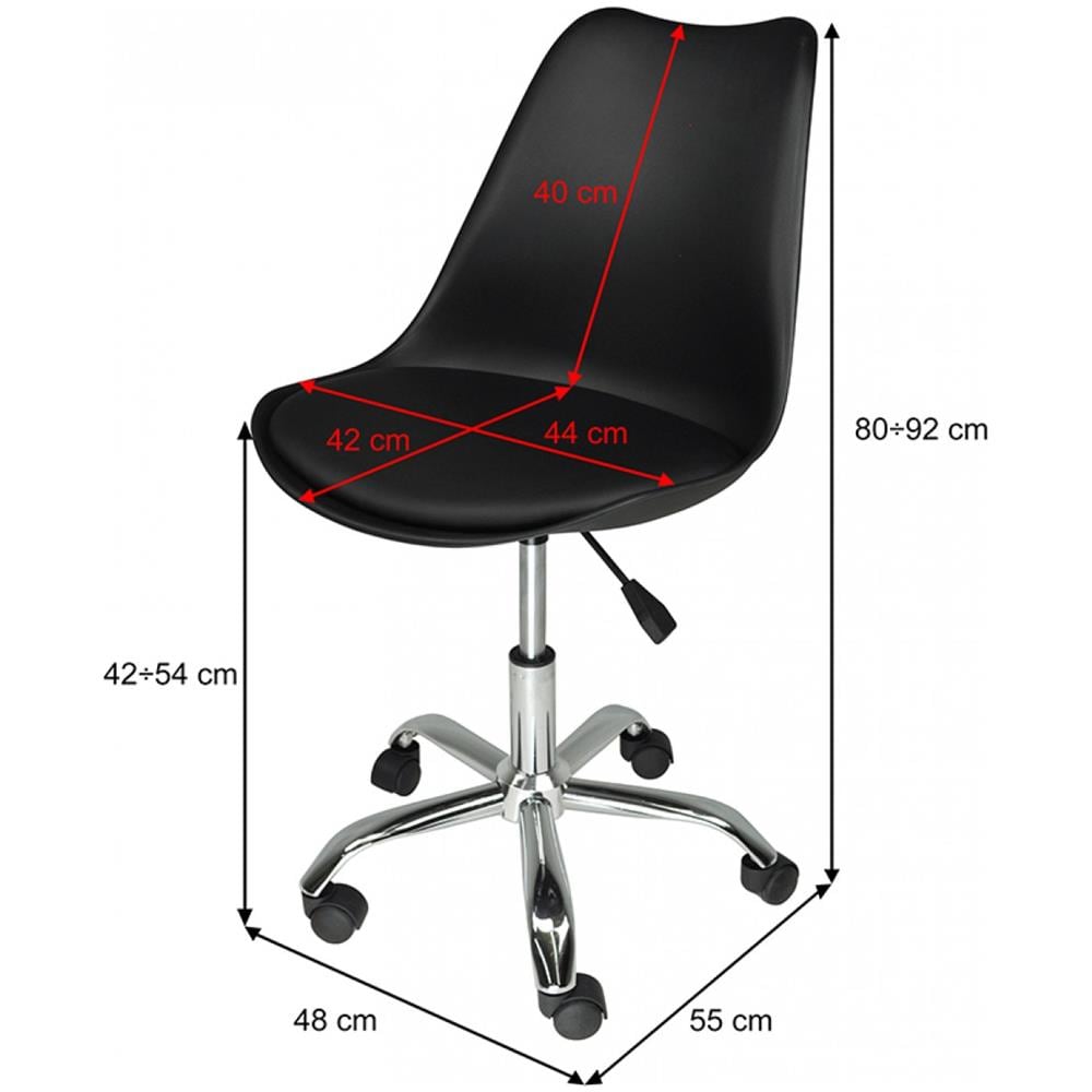 Sedia Da Ufficio Girevole, Sedia Da Scrivania Nera Con Rotelle Mod. Sally - Foto 6