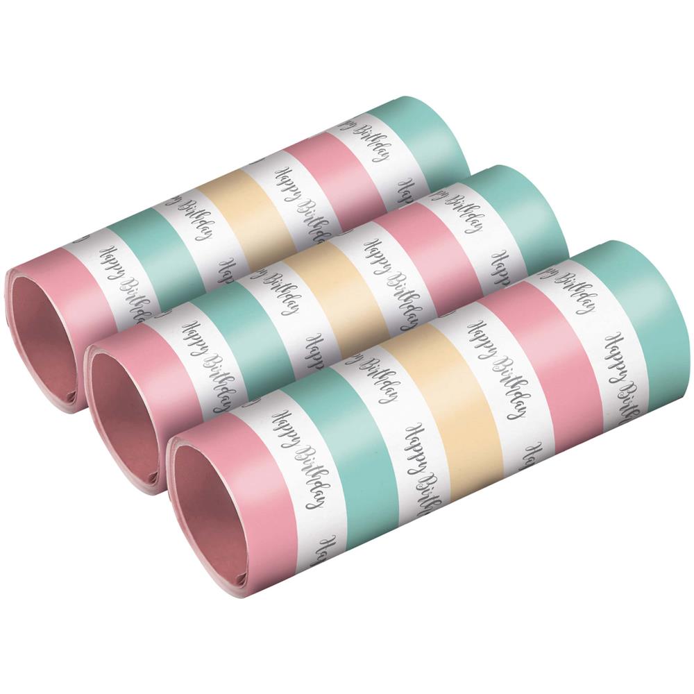 Amscan - 3 Rotoli Stelle Filanti Happy Birthday Pastello - Foto 1