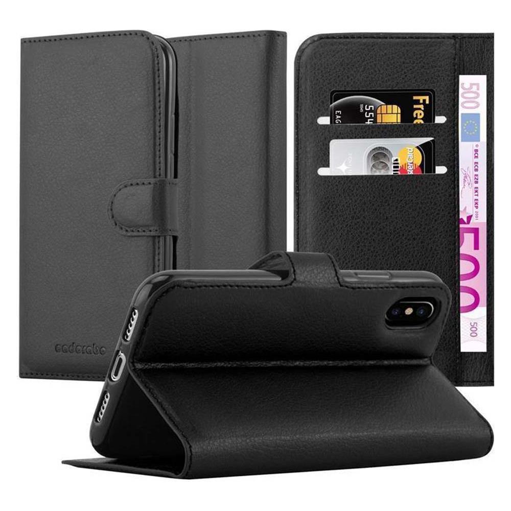 Custodia Compatibile Con Apple Iphone Xs Max In Nero Carbone - Coperchio Protettiva Con Chiusura Magnetica, Funzione Stand E Tasca Per Le Carte - Foto 1