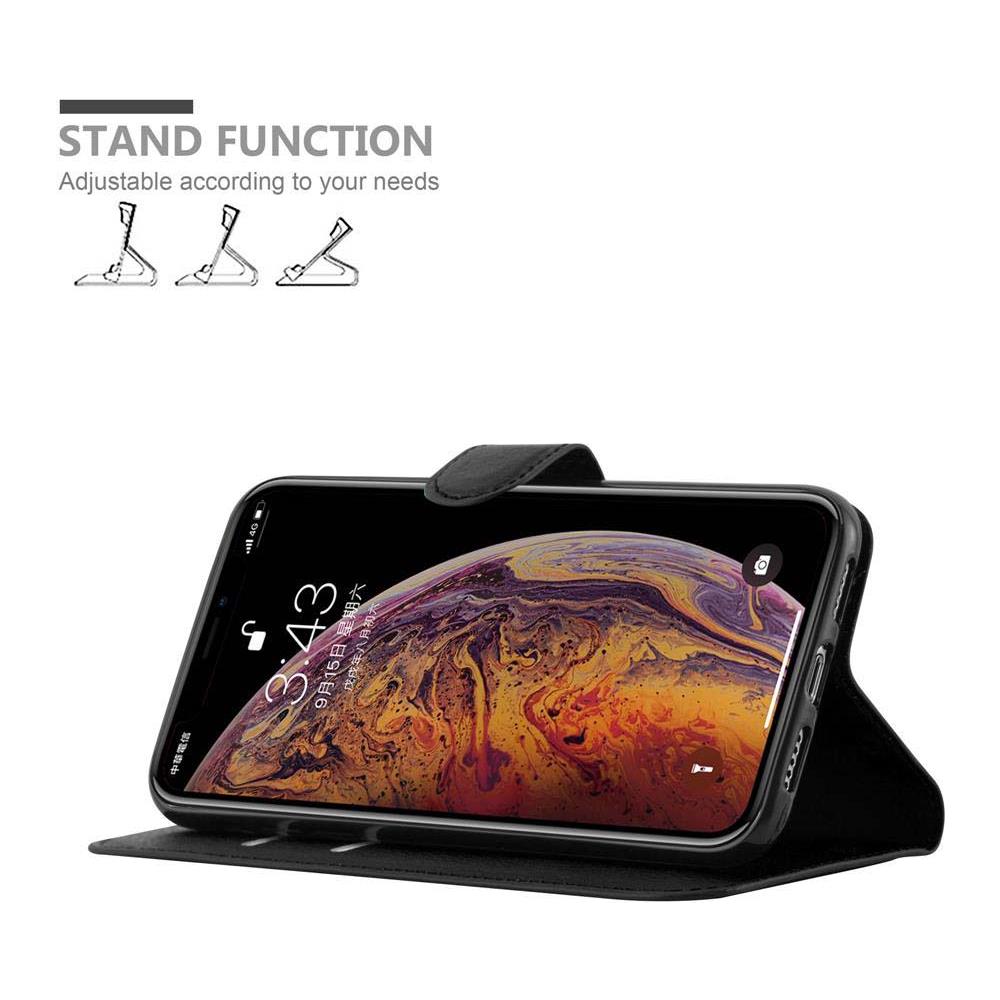 Custodia Compatibile Con Apple Iphone Xs Max In Nero Carbone - Coperchio Protettiva Con Chiusura Magnetica, Funzione Stand E Tasca Per Le Carte - Foto 6