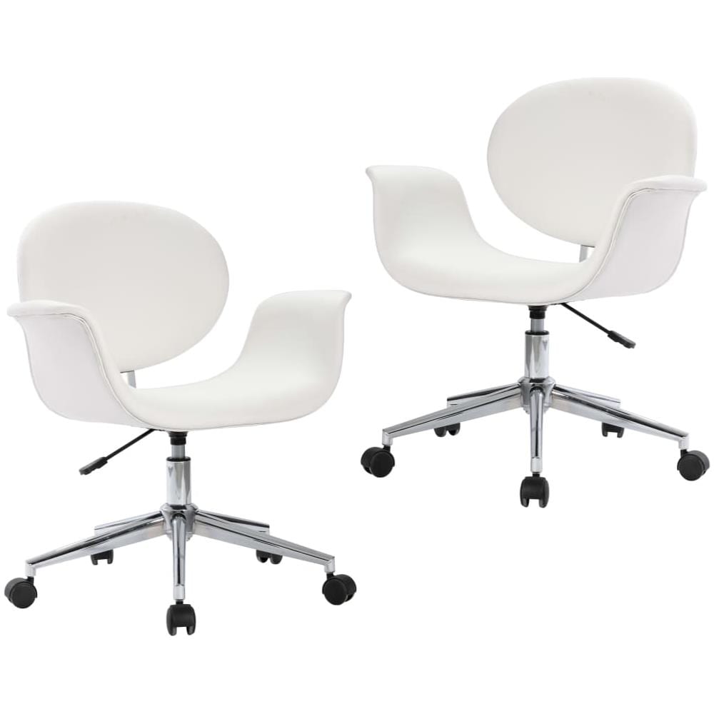 Sedie Da Pranzo Girevoli 2 Pz Bianche In Similpelle - Foto 2