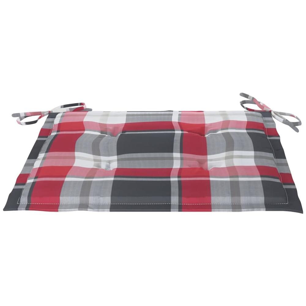 Cuscini Sedie Giardino a Quadri Rossi 4 pz 50x50x4 cm Tessuto - Foto 2