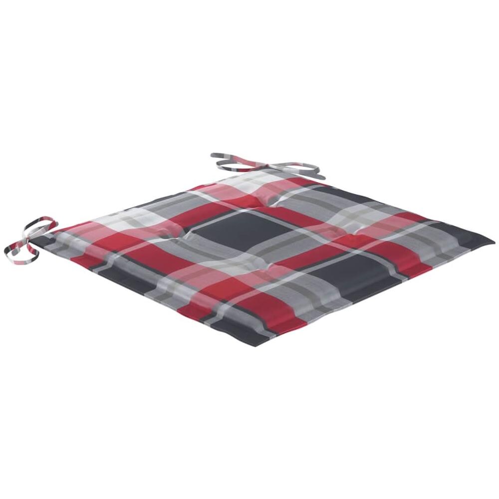 Cuscini Sedie Giardino a Quadri Rossi 4 pz 50x50x4 cm Tessuto - Foto 3