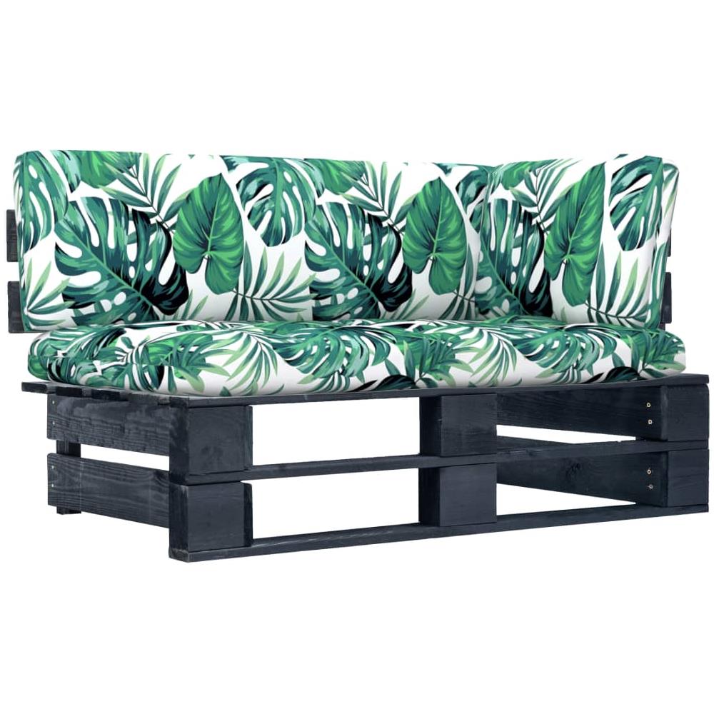 Divano Angolare da Giardino su Pallet Pino Impregnato Nero - Foto 1