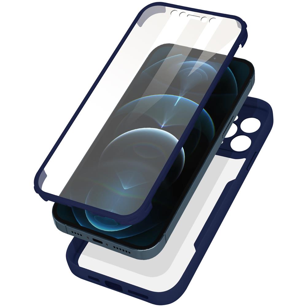 Cover Iphone 12 Pro Retro Plexiglass Fronte Polimero Rinforzata Bordo Blu - Foto 1