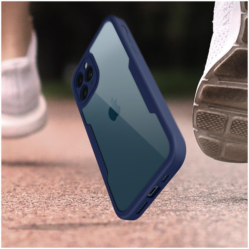 Cover Iphone 12 Pro Retro Plexiglass Fronte Polimero Rinforzata Bordo Blu - Foto 5