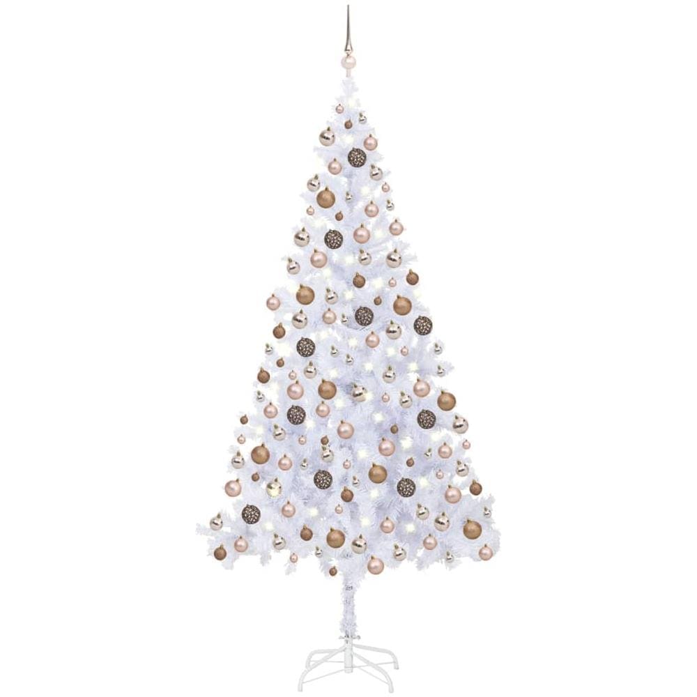 Albero Natale Artificiale con Set Palline e LED 210 cm 910 Rami - Foto 1