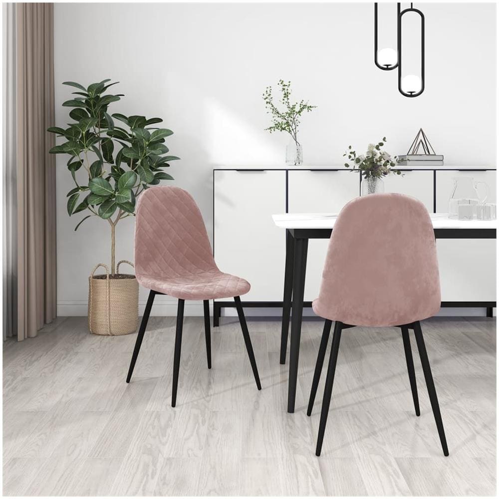 Sedie Da Pranzo 2 Pz Rosa In Velluto - Foto 3