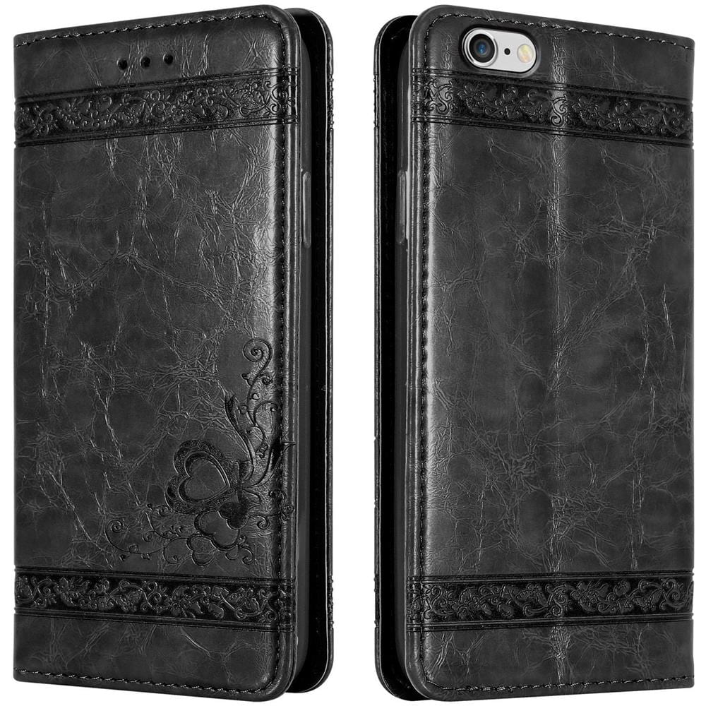 Cadorabo Custodia Compatibile Con Apple Iphone 6 Plus / 6s Plus In Nero Con Ornamenti - Coperchio Protettiva Con Chiusura Magnetica, Funzione Stand E Tasca Per Le Carte - Foto 1