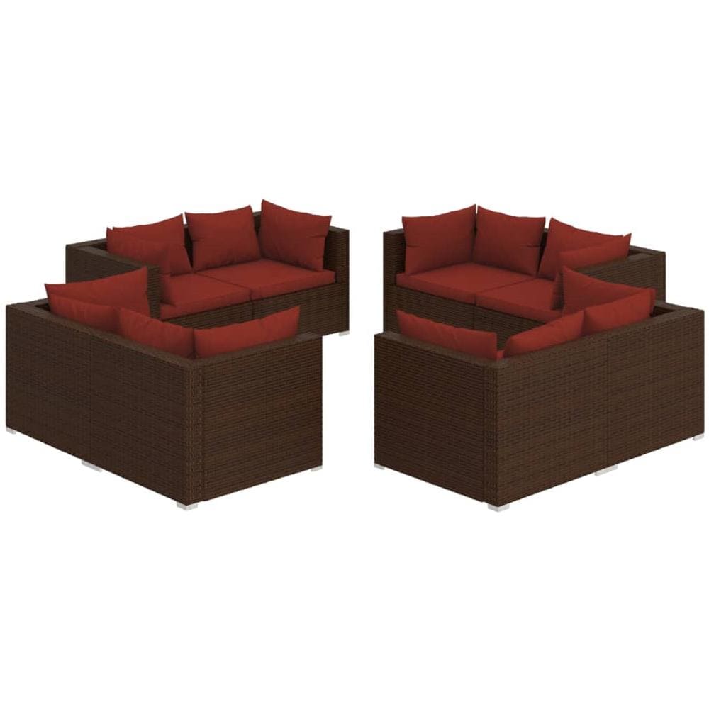 Set Divani Da Giardino 8 Pz Con Cuscini In Polyrattan Marrone - Foto 2