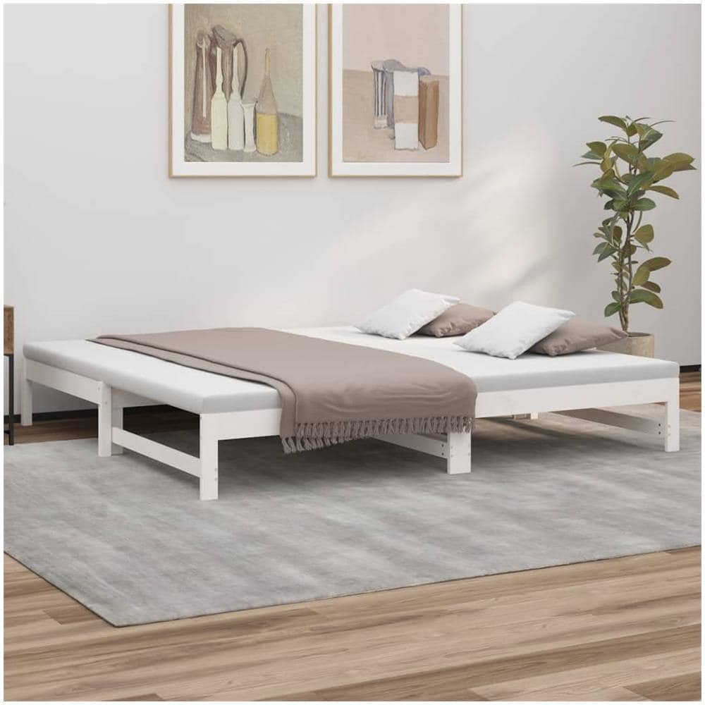 Dormeuse Estraibile Bianca 2x (80x200) Cm Legno Massello Di Pino - Foto 1