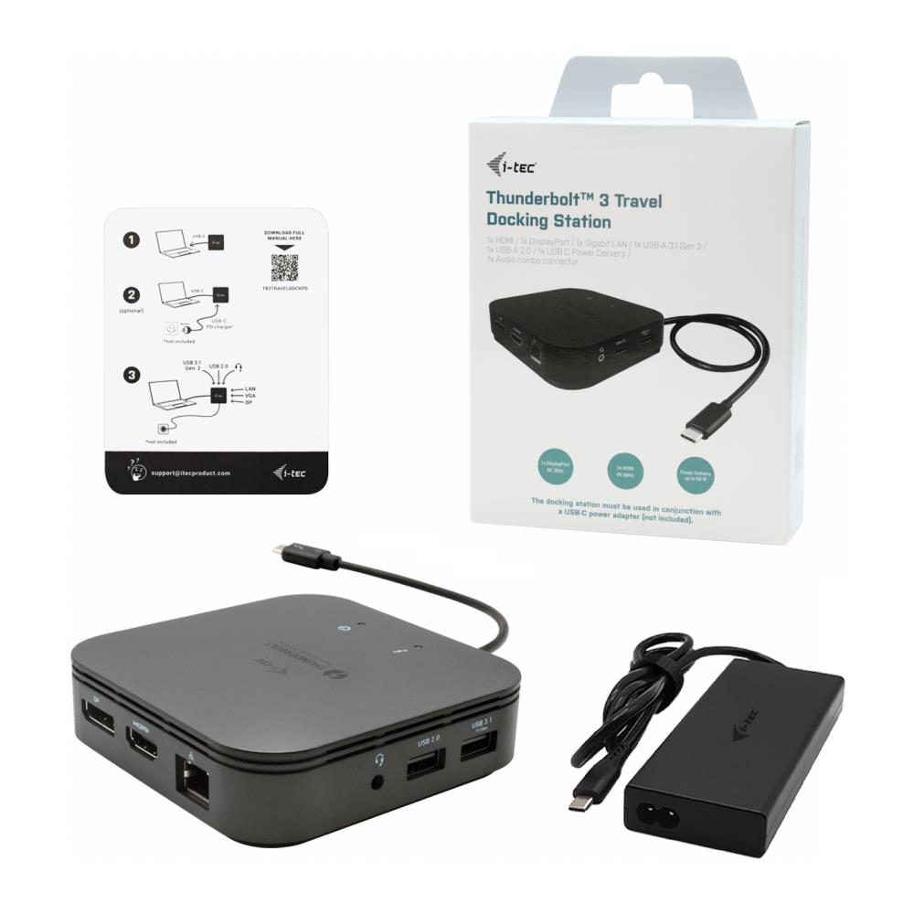 Thunderbolt 3 Travel Dock Dual 4K Display Docking Station per Notebook Thunderbolt 3 / 2x USB 3.2 / DisplayPort Nero + Alimentatore 77W + Power Delivery 60W - Foto 5