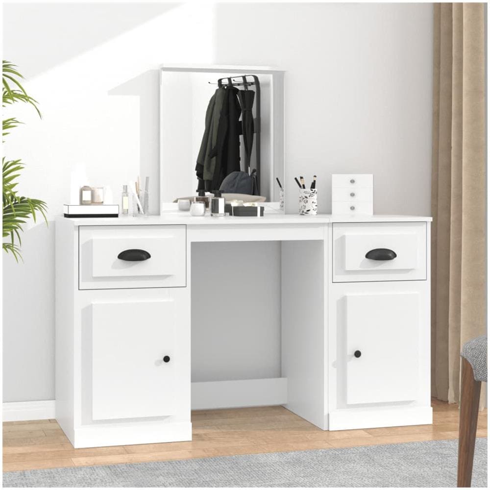 Toeletta Con Specchio Bianco 130x50x132,5 Cm - Foto 1