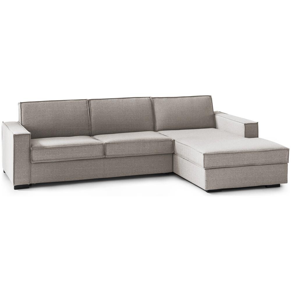 Divano Letto Adima, Divano Ad Angolo, 100% Made In Italy, Sofà Con Apertura Girevole, Penisola Contenitore Sinistra, Con Braccioli Slim, Cm 260x95h90, Tortora - Foto 4
