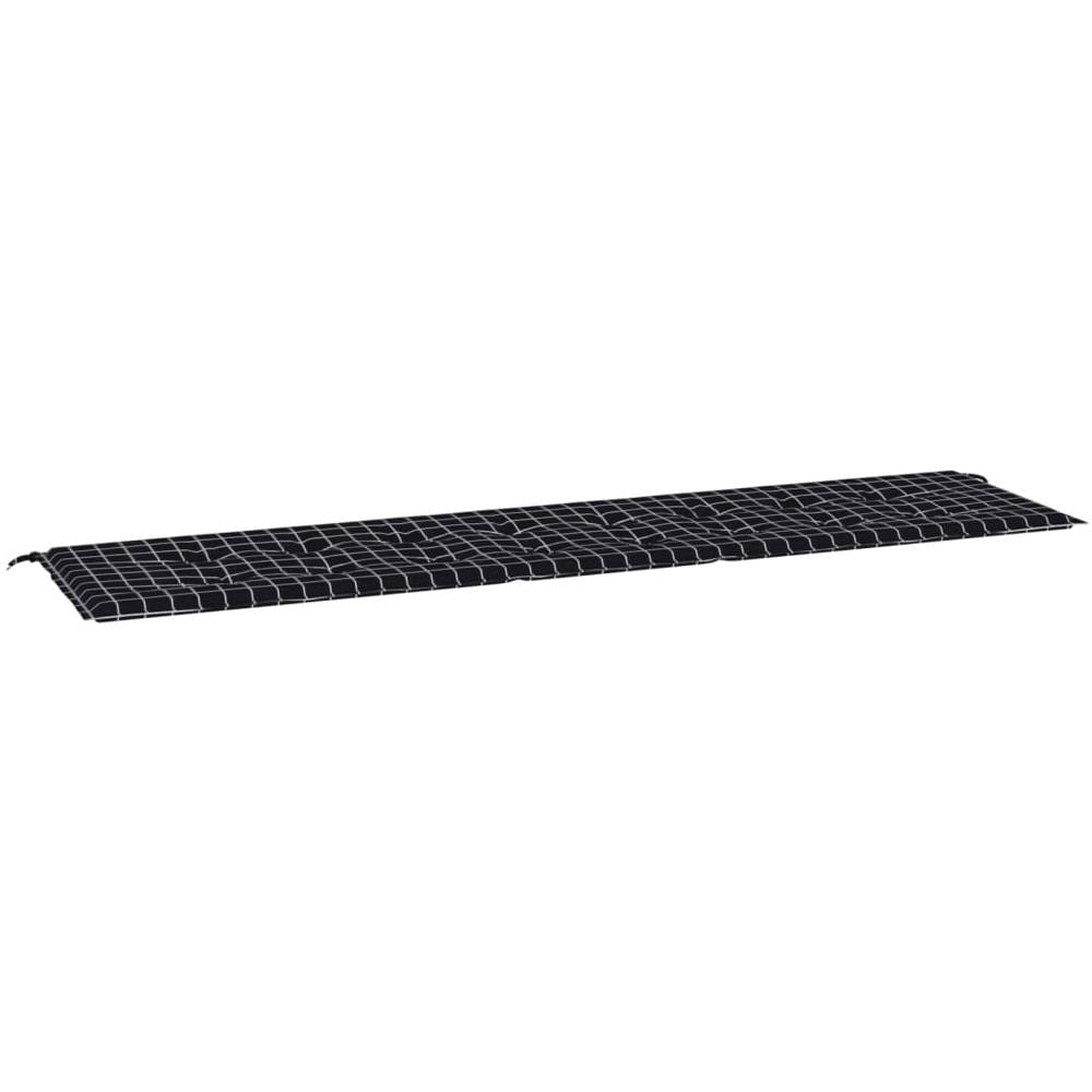 Cuscino Panca Giardino Motivo A Quadri Nero 200x50x3 Cm Tessuto - Foto 2