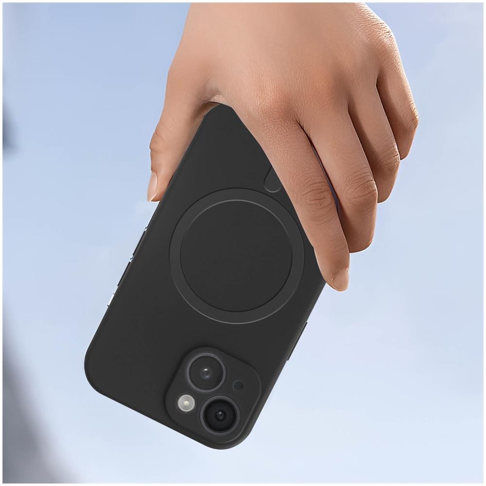 Cover Magsafe Nera Per Iphone 15 Plus, Sottile E Leggera, Soft Joy - Foto 2