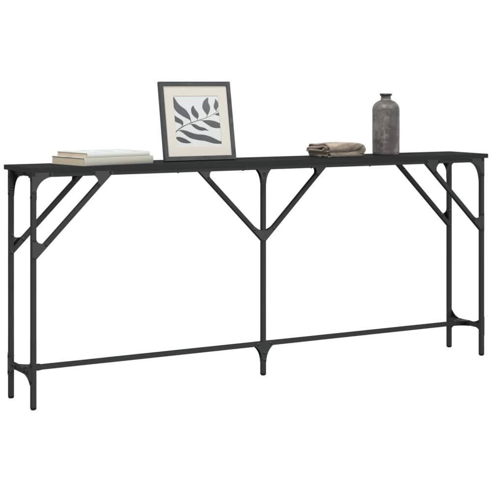 Tavolino Consolle Nero 180x23x75 Cm In Legno Multistrato - Foto 3