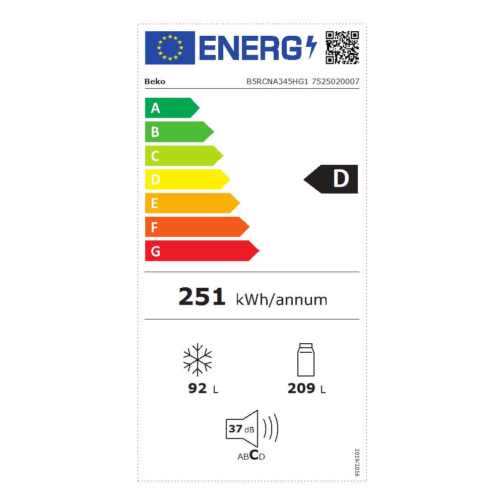 Frigorifero Doppia Porta B5RCNA345HG1 No Frost Capacità 301 Litri Classe D Colore Grigio - Foto 2