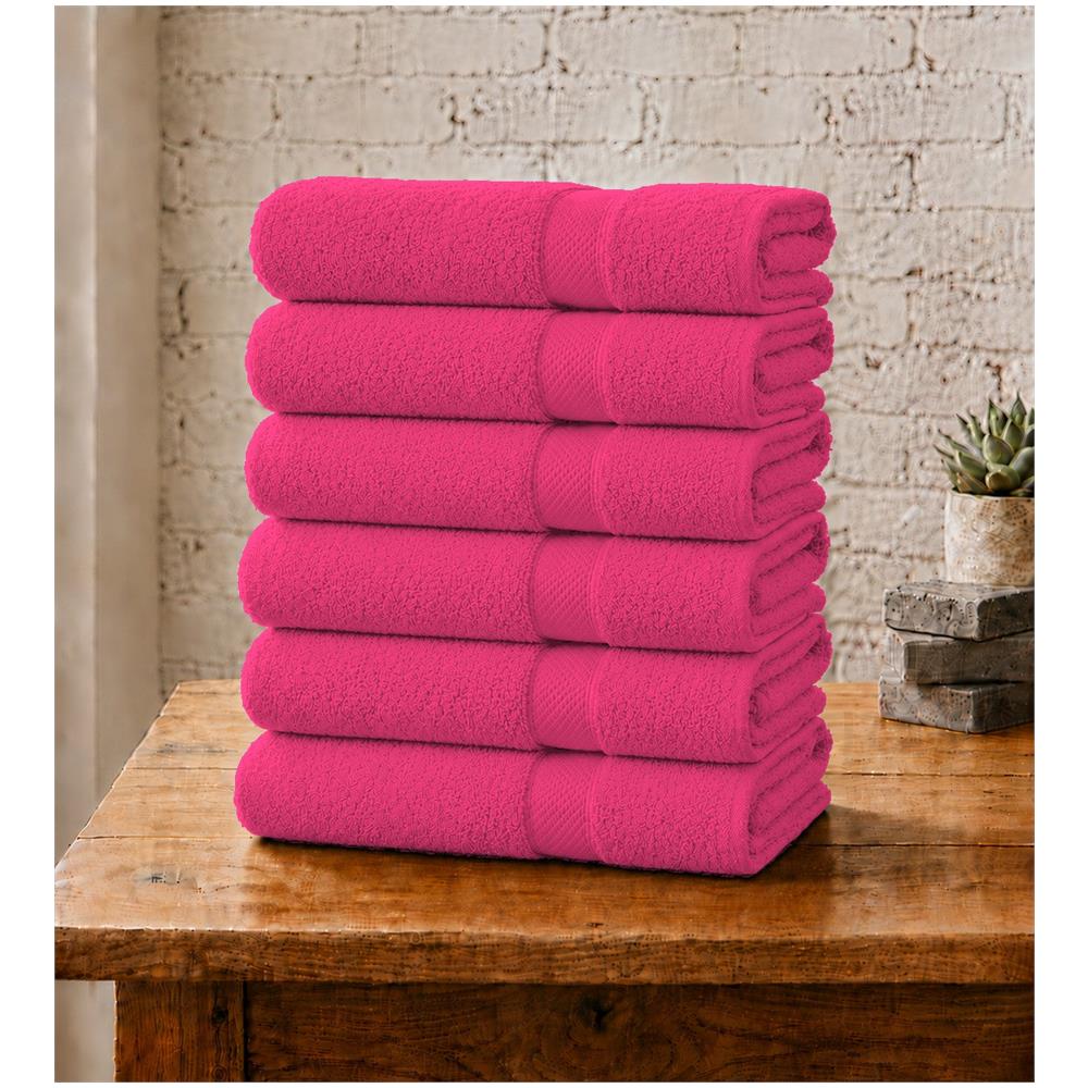 Set 6 Asciugamani Viso 55x100 cm - Eleganza e Comfort per il Tuo Bagno - RASPBERRY SORBET / LAMPONE - Foto 1