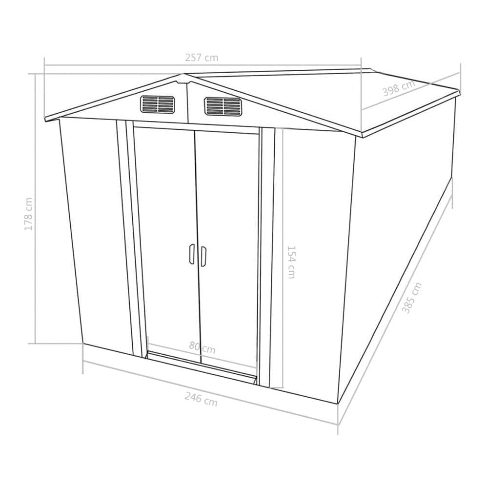Capanno Da Giardino 257x398x178 Cm In Metallo Grigio - Foto 9