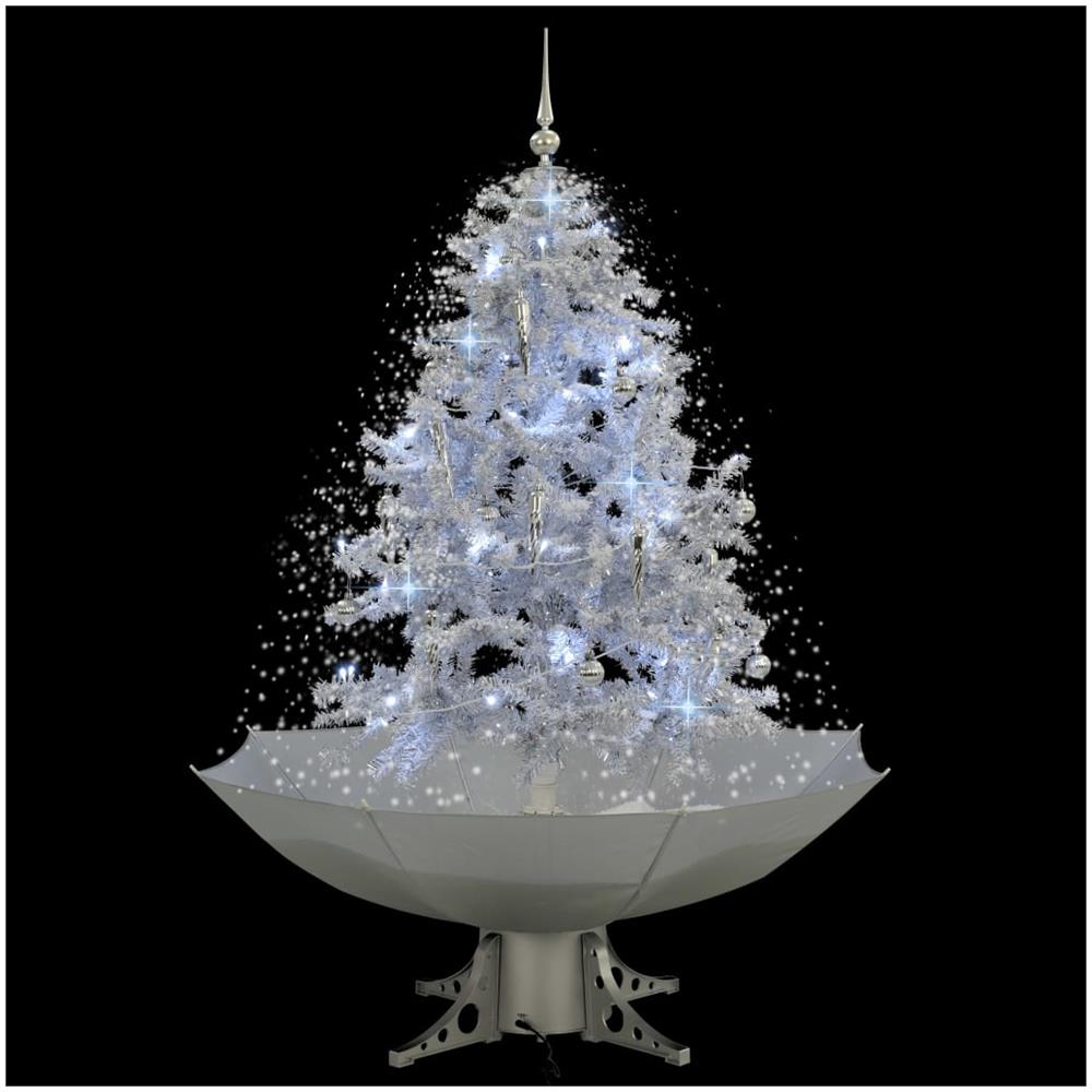 Albero Di Natale Con Neve E Base A Ombrellone Bianco 140 Cm - Foto 2
