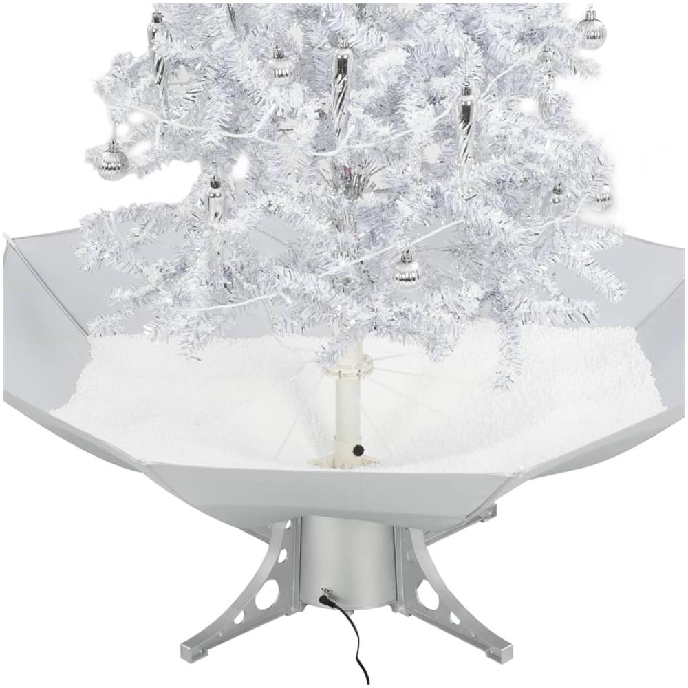 Albero Di Natale Con Neve E Base A Ombrellone Bianco 140 Cm - Foto 14