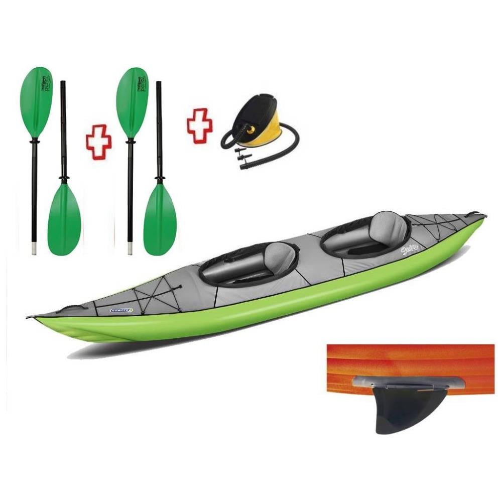 Canoa Gonfiabile Swing 2 Verde Con Pinna 043911-g (1c/11c) + 2 Pagaie Touring-2 Div. In 2 Parti + Pompa - Foto 2